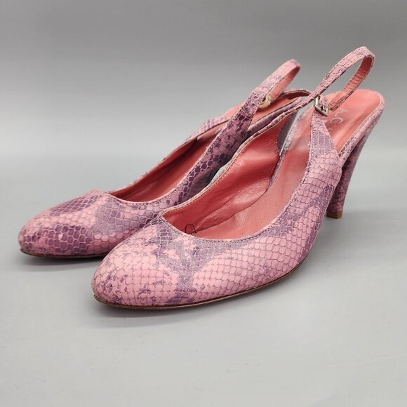 A. Giannetti Italy Heels Size 39 US 8.5–9 Pink Snakeskin Leather Slingback - Picture 1 of 15